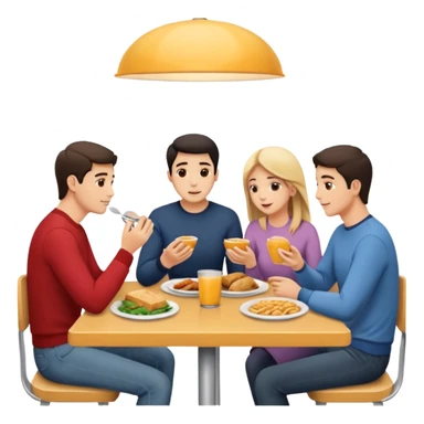 friends having lunch together, face each other, indoor, three people sticker