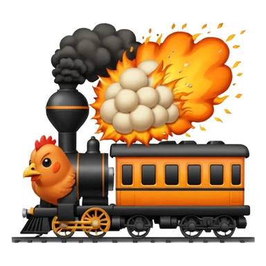 Chicken eating a train while exploding sticker