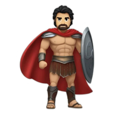 The Spartan Leonidas. Muscly physique. Wearing a red cape. Masculine. Black hair. Blue eyes. No beard. sticker
