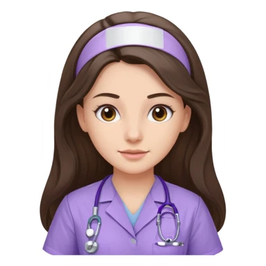 pretty brunette nurse with long hair in lilac scrubs sticker