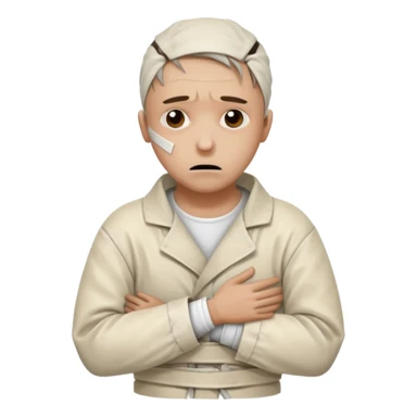 a patient in a psychiatric hospital, in a straitjacket sticker