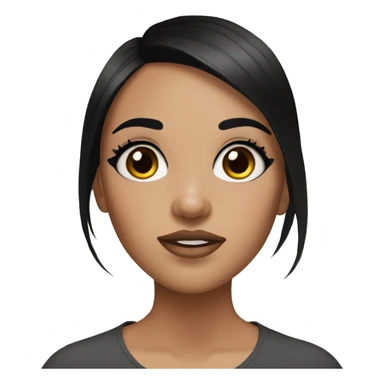 girl with black hair and long eyelashes and black eyeliner sticker