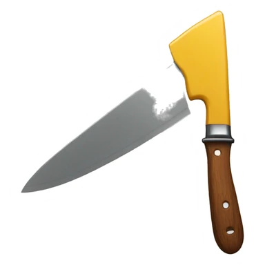 a knife with a wooden handle and the blade is only dripping mustard sticker