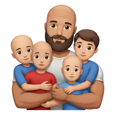 Muscular Bald man with a beard crazy in love with his young brunette wife and 3 sons sticker