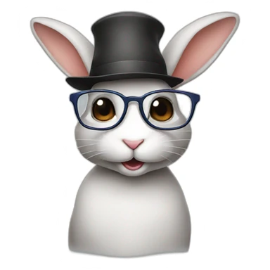 Rabbit wearing a hat and glasses sticker