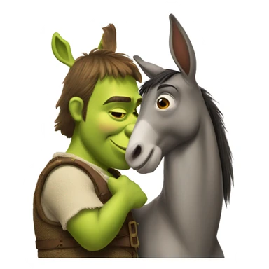 shrek kissing donkey sticker