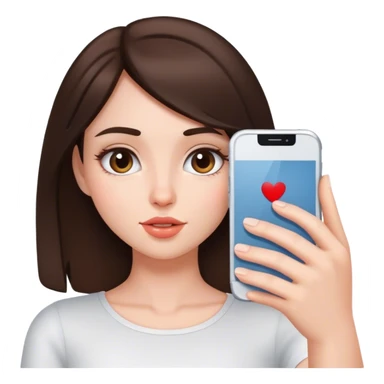 A brunette girl takes a selfie sticker