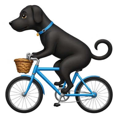 Black dog riding bike sticker
