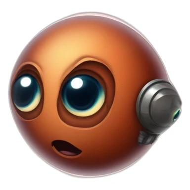 planet Mars with a cartoon futuristic face with big beautiful eyes sticker