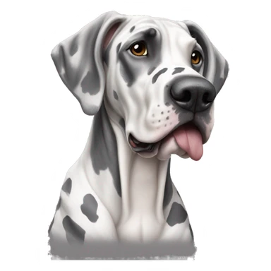 Gray and white harlequin Great Dane sitting sticker