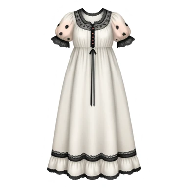 White victorian nightgown with black bug pattern sticker