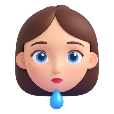 sad woman, round face, blue teardrop, simple features sticker