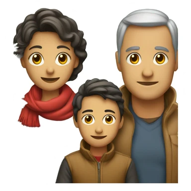 Father mother and son around a christmas tree sticker