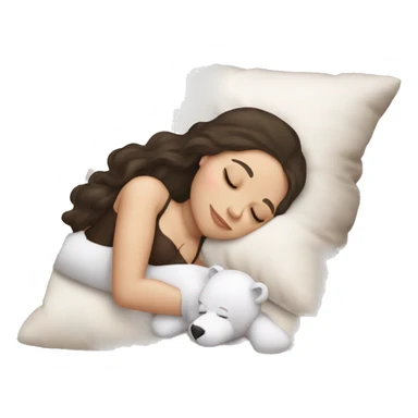 sleeping beauty dark haired white girl with a silk pillow and a teddy bear sticker