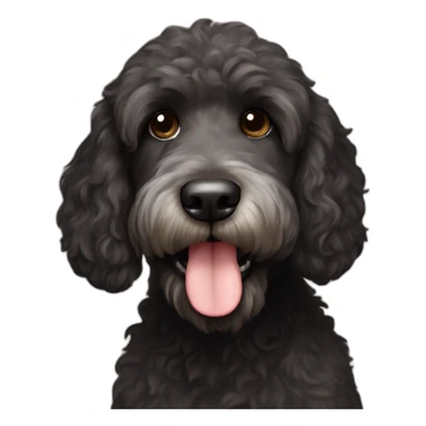 black face labradoodle dog with white chin and chest sticker