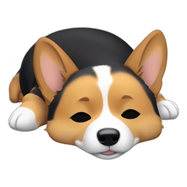 black and tan corgi sleeping with only one paw visible sticker