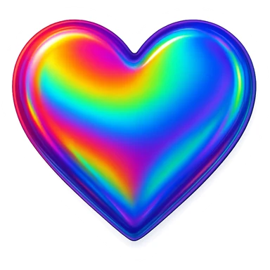 heart icon with a rainbow holographic effect, digital illustration sticker
