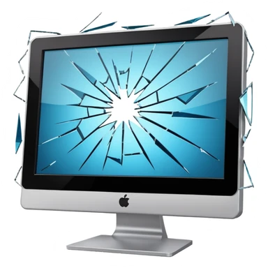 Broken computer monitor with no face  sticker