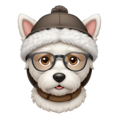 Westie Dog with Glasses and hat sticker