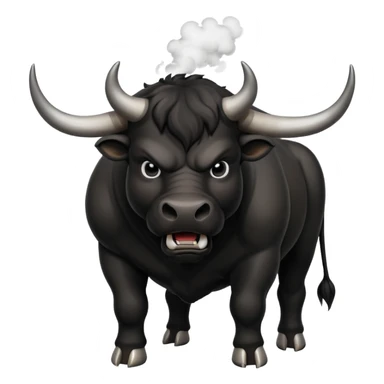 angry black bull pawing the ground with steam from nostrils sticker