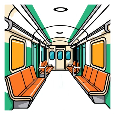 futuristic subway, cartoonish sticker style sticker