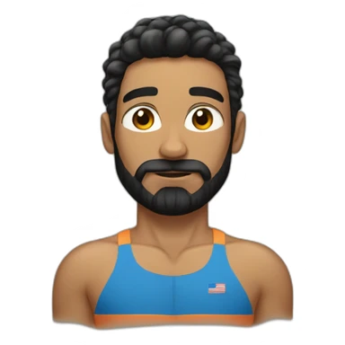 Swimmer googles muscles black hair and beard sticker