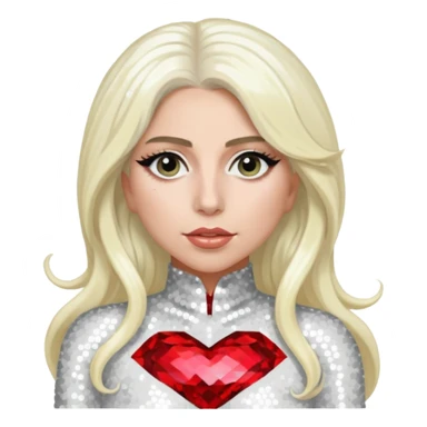 Lady Gaga with long platinum blonde hair, white sequin outfit sticker