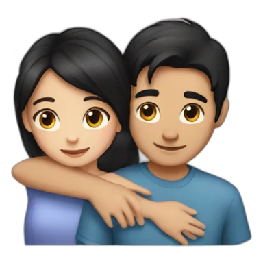 girl and boy blackhair hug sticker