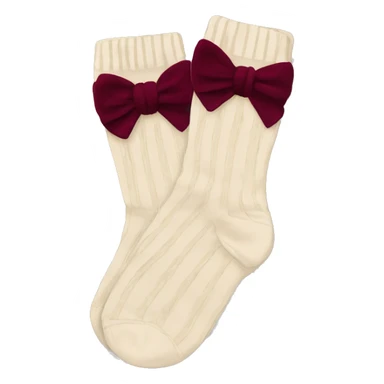aesthetic biege socks with burgundy bows sticker