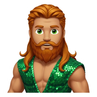 Hercules, God of Heroes from Gods and Goddesses with long ginger hair and beard, green and brown sequin outfit sticker