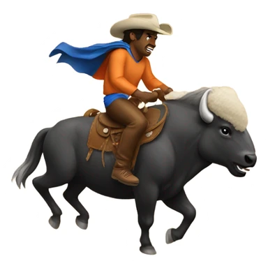 Bronco riding a buffalo  sticker