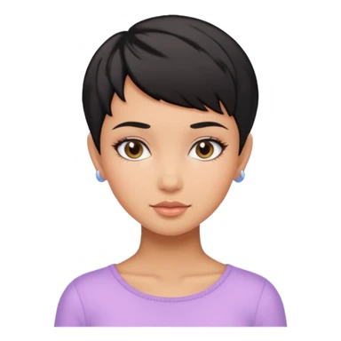 tan girl black hair pixie cut cute pastel colors skin care sticker