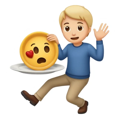 humorous emoji of a person sneaking away from a plate of food, lighthearted and fun sticker