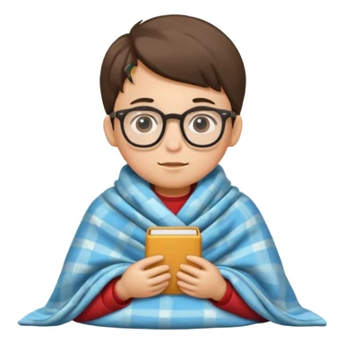 boy child with glasses with tucked blanket sticker