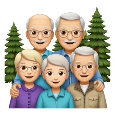 two kids light skin with her grand parents sticker