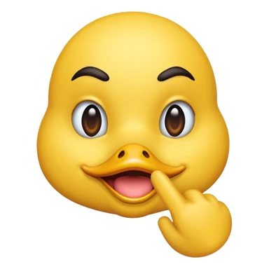 Duck lips classic yellow emoji with pointer finger pointing to lips sticker