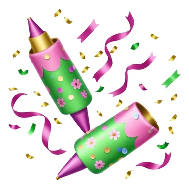 light green and light pink floral party poppers sticker