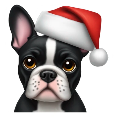 black french bulldog santa hat sticker