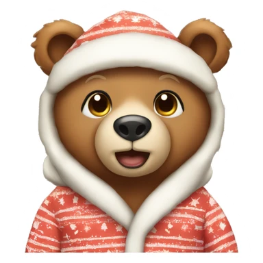 Cute bear wearing christmas pijamas sticker
