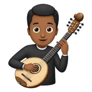 Caricatura de un gusano negro tocando el arpa sticker
