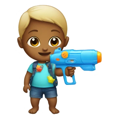 baby with a water gun  sticker