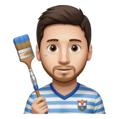 create an emoji of Lionel Messi in an Argentina shirt holding a paintbrush sticker