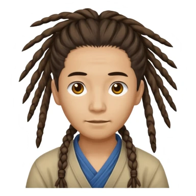 Casual person with tied-back dreadlock, asian sticker