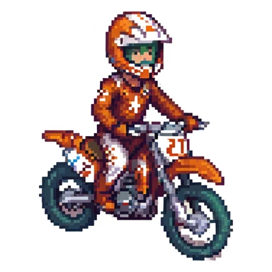 dirt bike racer, pixel art, retro video game look, vibrant, small details sticker