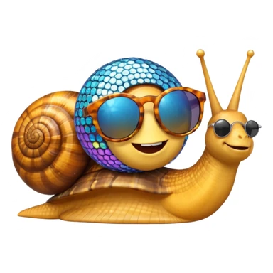 Snail with discoball as shell and sunglasses sticker