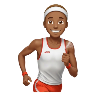 a kenyan runner that's just finished running a marathon in a cold country so his head is steaming but he's really happy and his teeth are really white sticker