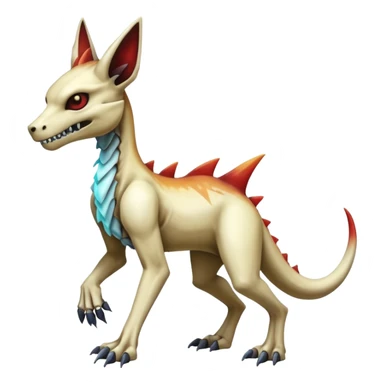 Skeletal Colorful Evil Shiny Glowing Cubone-Marowak-Zoroark-Anubis-Wendigo-Fakémon-hybrid-creature (full body), 4 legs sticker