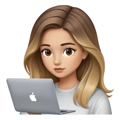 Hazme un emoji de una chica con balayage en una macbook , que sea estilo iphone sticker