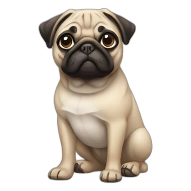 pug wearing a t-shirt sticker