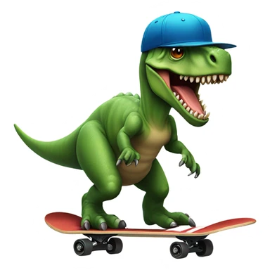 Dinosaur wearing a backwards hat on his head skateboarding  sticker